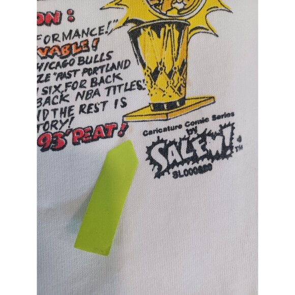 VINTAGE 1993 CHICAGO BULLS SALEM 3-PEAT NBA WORK CHAMPS CARICATURE T-SHIRT LARGE - Picture 13 of 14